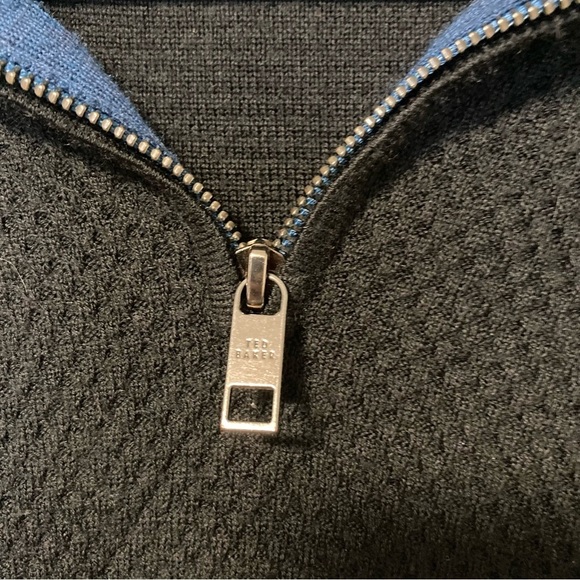 Ted Baker black wool blend quarter zip sweater - Picture 7 of 7